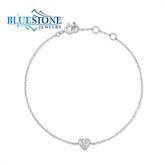 Silver Heart Bracelet with CZs- 7"